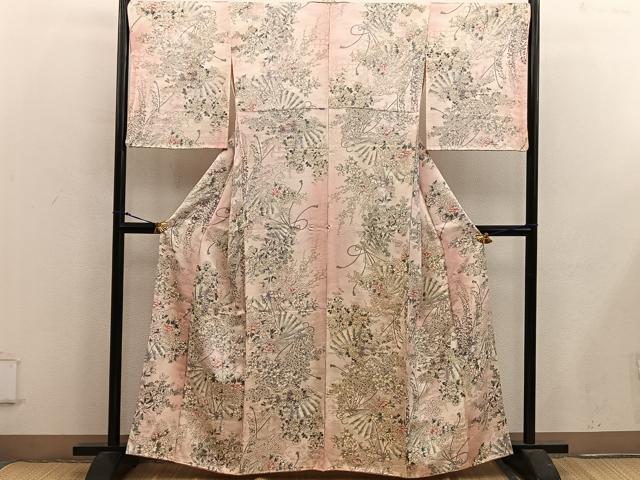 平和屋着物■上質な小紋 檜扇花文 正絹 逸品 BAAX5154mz