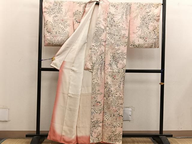 平和屋着物■上質な小紋 檜扇花文 正絹 逸品 BAAX5154mz