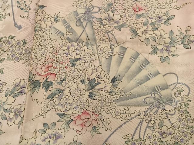 平和屋着物■上質な小紋 檜扇花文 正絹 逸品 BAAX5154mz