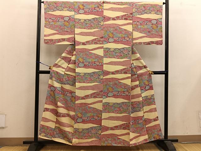 平和屋着物■上質な小紋 型染め 菊花文 正絹 逸品 BAAX5157mz