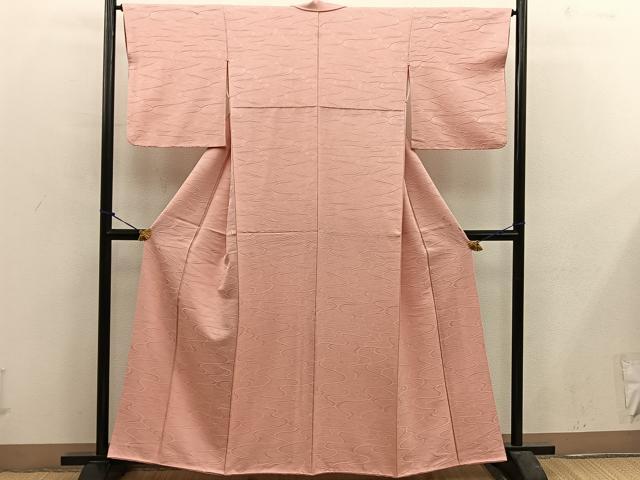 平和屋着物■上質な色無地 流水地紋 深支子色 正絹 逸品 BAAX5169mz