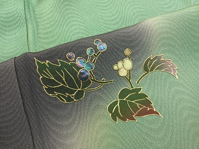 平和屋着物■訪問着 螺鈿 草葉文 暈し染め 金彩 正絹 逸品 BAAX5170mz
