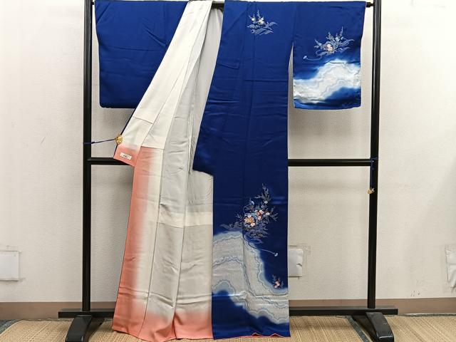 平和屋着物■訪問着 駒刺繍 文箱花文 暈し染め 銀彩 やまと誂製 正絹 逸品 BAAX5173mz