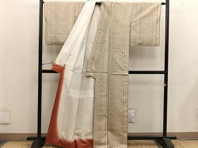 平和屋着物■上質な紬 幾何学文様 大丸扱い 正絹 逸品 BAAX5174mz