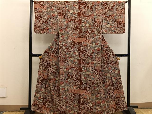 平和屋着物■上質な小紋 鴛鴦花文 正絹 逸品 BAAX5177mz