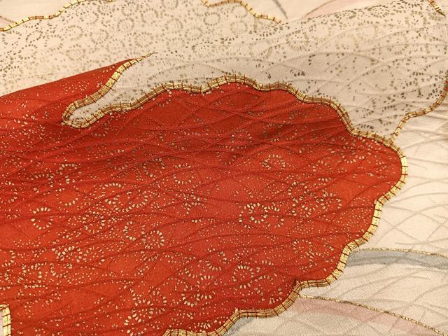 平和屋着物■訪問着 駒刺繍 雲重ね花文 金彩 正絹 逸品 BAAX5183mz