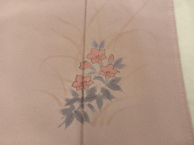 平和屋着物■上質な色無地 作家物 ワンポイント 草花文 宍色 正絹 逸品 BAAX5187mz