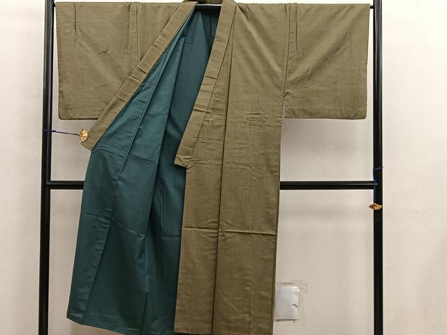 平和屋着物■男性 紬 国防色 正絹 逸品 BAAX5191mz
