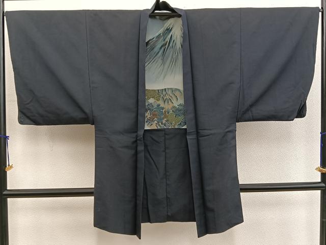 平和屋着物#男性 羽織 髭紬 羽裏:富士 正絹 逸品 BAAX5193mz