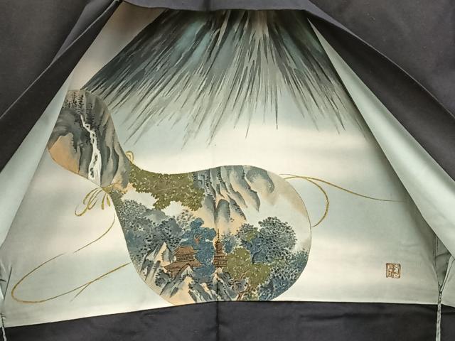 平和屋着物#男性 羽織 髭紬 羽裏:富士 正絹 逸品 BAAX5193mz