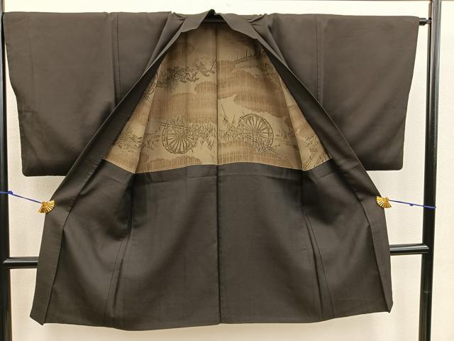 平和屋着物#男性 羽織 赤墨色 正絹 逸品 BAAX5196mz