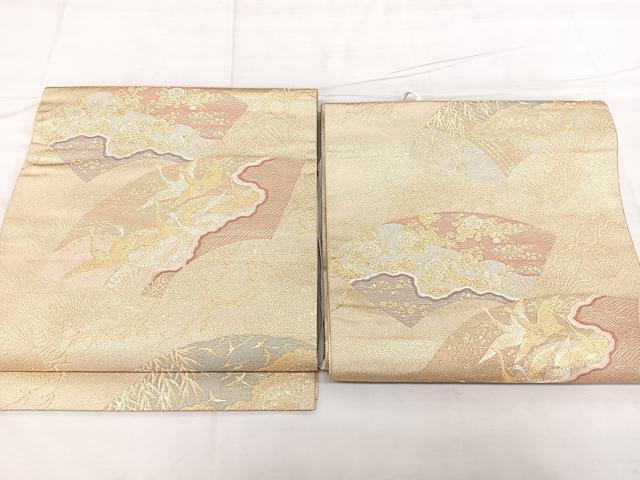 平和屋着物◎つけ帯 唐織 綴れ 数寄屋 地紙花鳥文 金糸 正絹 逸品 BAAX5201qw
