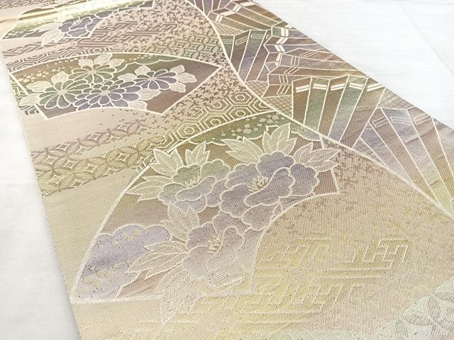 平和屋着物◎佐賀錦 六通柄袋帯 地紙吉祥花文 金銀糸 正絹 逸品 BAAX5210qw