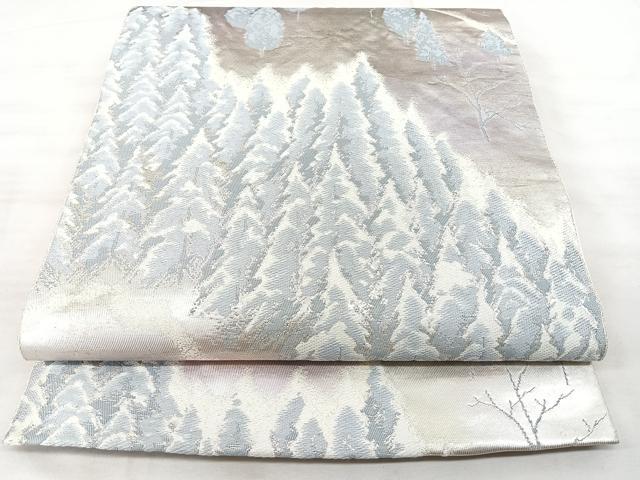 平和屋着物◎六通柄袋帯 樹林文 引箔 正絹 逸品 BAAX5216qw