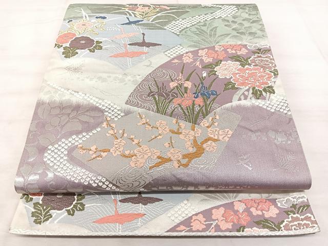 平和屋着物◎西陣 六通柄袋帯 唐織 地紙花文 金銀糸 正絹 逸品 BAAX5227qw