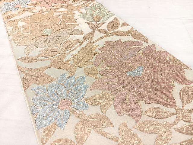 平和屋着物◎六通柄 本袋帯 洋花唐草文 金糸 三越扱い 正絹 逸品 BAAX5234qw