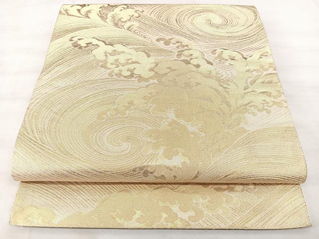 平和屋着物◎西陣 六通柄袋帯 立波文 金糸 正絹 逸品 BAAX5260qw