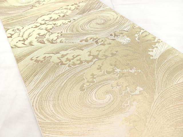 平和屋着物◎西陣 六通柄袋帯 立波文 金糸 正絹 逸品 BAAX5260qw