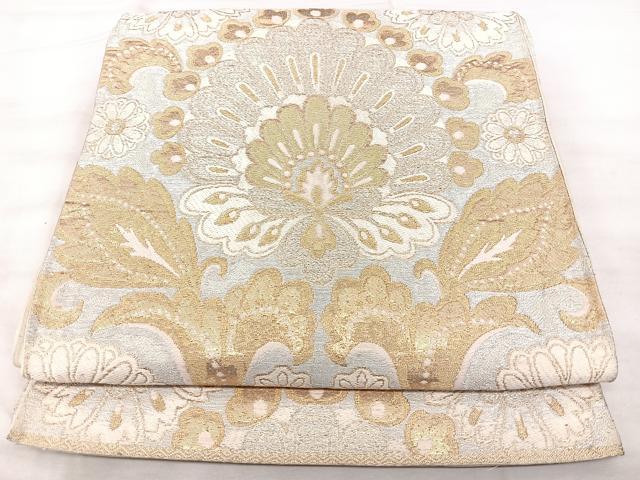 平和屋着物◎六通柄袋帯 更紗花文 金銀糸 正絹 逸品 BAAX5265qw