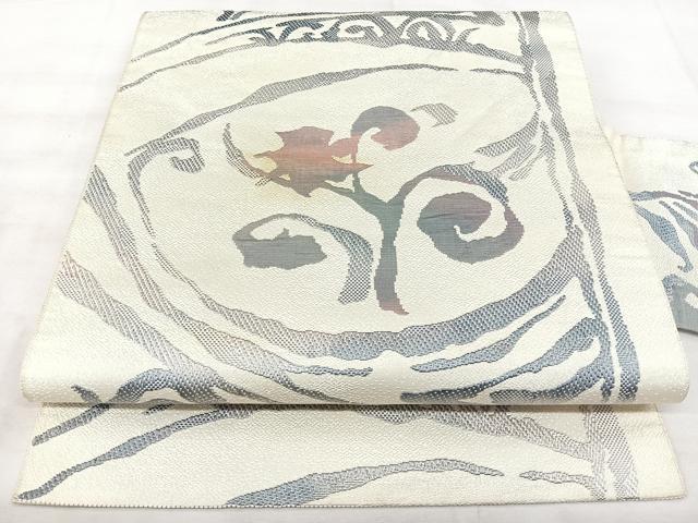 平和屋着物◎本場筑前博多織 八寸名古屋帯 洋花唐草文 正絹 逸品 BAAX5271qw