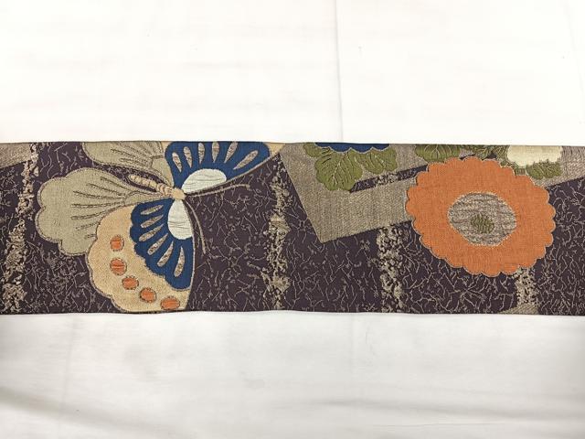 平和屋着物◎アンティーク 大正ロマン 九寸名古屋帯 源氏香花文 金糸 正絹 逸品 BAAX5278qw