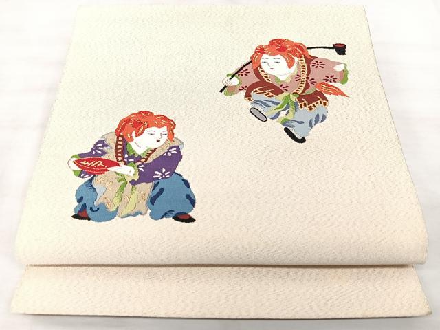 平和屋着物◎爪掻き本綴れ 八寸名古屋帯 人物文 金糸 正絹 逸品 BAAX5286qw