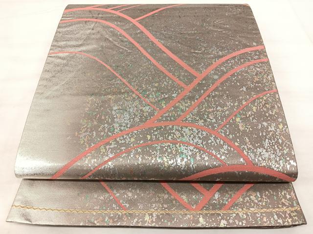 平和屋着物◎六通柄袋帯 立波文 引箔 正絹 逸品 BAAX5309qw