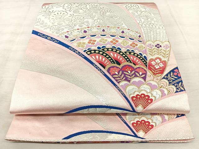 平和屋着物◎六通柄袋帯 洋花文 金銀糸 正絹 逸品 BAAX5317qw