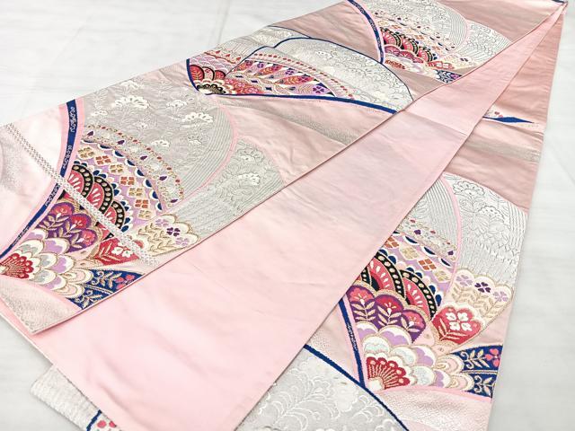 平和屋着物◎六通柄袋帯 洋花文 金銀糸 正絹 逸品 BAAX5317qw