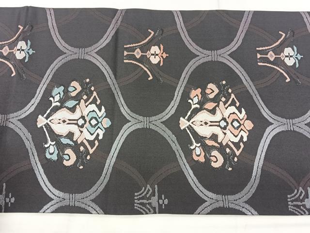平和屋着物◎九寸開き名古屋帯 網目花文 正絹 逸品 BAAX5322qw