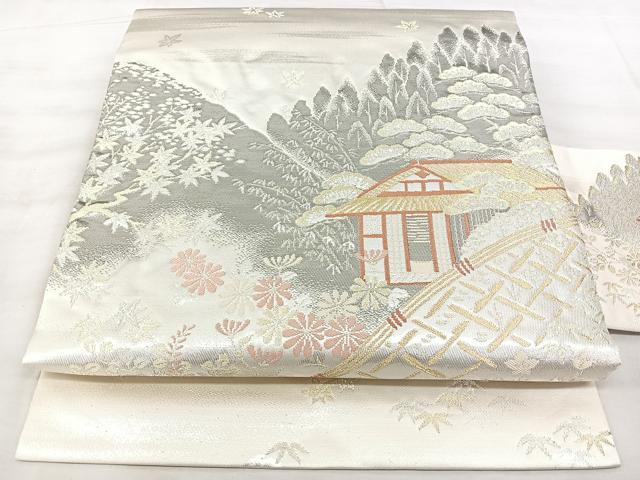 平和屋着物◎九寸名古屋帯 京名所 光悦 プラチナ二重箔 正絹 逸品 BAAX5332qw