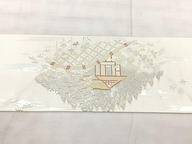 平和屋着物◎九寸名古屋帯 京名所 光悦 プラチナ二重箔 正絹 逸品 BAAX5332qw