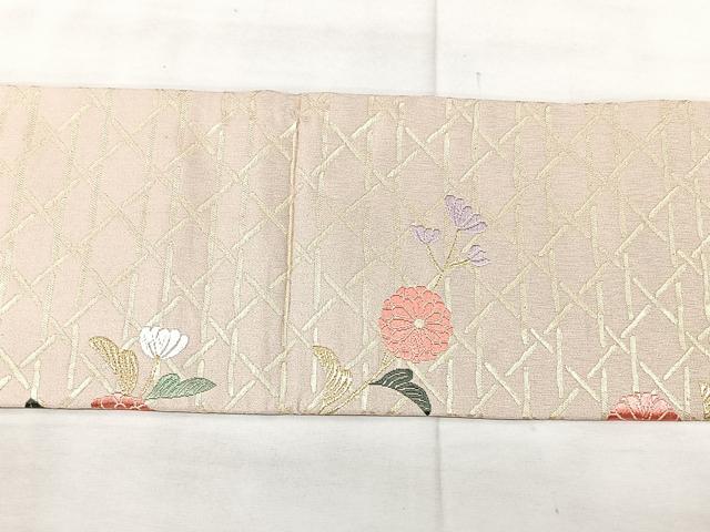 平和屋着物◎九寸名古屋帯 唐織 立波花文 金糸 正絹 逸品 BAAX5338qw