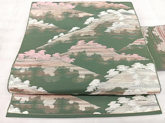 平和屋着物◎八寸名古屋帯 遠山風景文 金糸 BAAX5342qw
