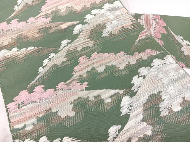 平和屋着物◎八寸名古屋帯 遠山風景文 金糸 BAAX5342qw