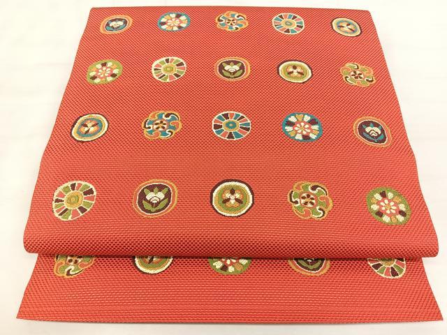 平和屋着物◎本場筑前博多織 八寸名古屋帯 花丸文 正絹 逸品 BAAX5353qw
