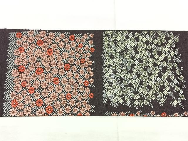 平和屋着物◎本場筑前博多織 八寸名古屋帯 草花文 銀糸 正絹 逸品 BAAX5369qw