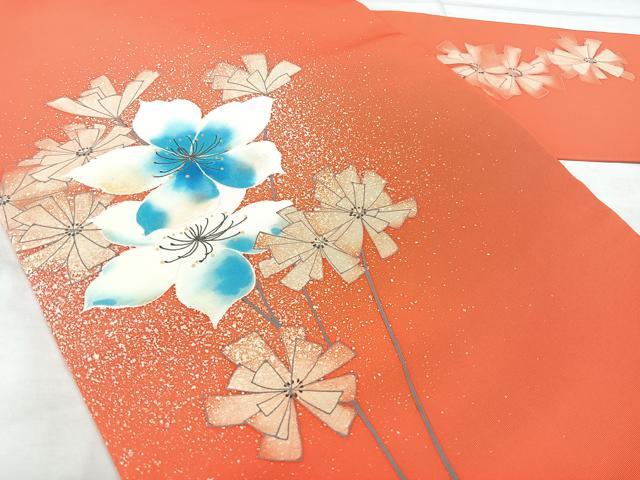 平和屋着物◎塩瀬 九寸名古屋帯 作家物 枝花文 金彩 正絹 逸品 BAAX5376qw