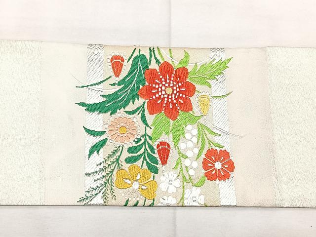 平和屋着物◎九寸名古屋帯 唐織 草花文 金銀糸 正絹 逸品 BAAX5377qw