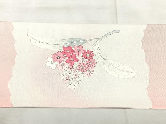 平和屋着物◎九寸名古屋帯 総刺繍 草花文 銀糸 正絹 逸品 BAAX5378qw