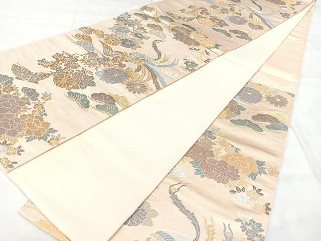 平和屋着物◎六通柄袋帯 鳳凰花文 金銀糸 正絹 逸品 BAAX5393qw