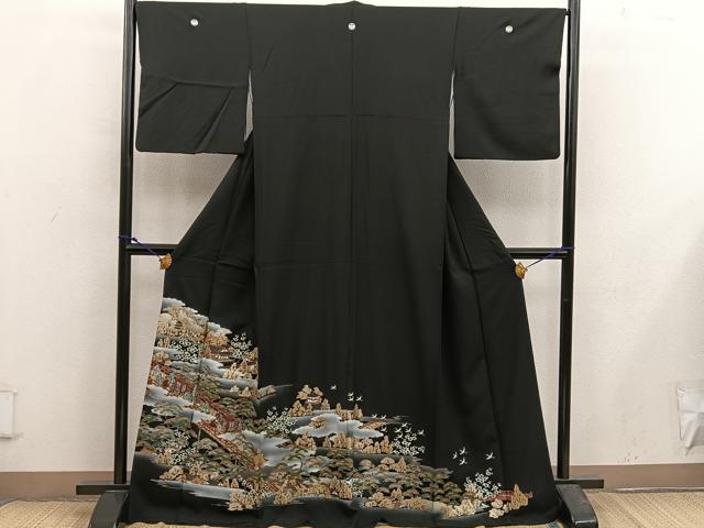 平和屋着物■豪華黒留袖 人物風景文 金彩 さが美扱い 正絹 逸品 BAAX5409mz
