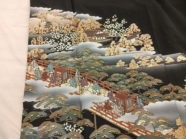 平和屋着物■豪華黒留袖 人物風景文 金彩 さが美扱い 正絹 逸品 BAAX5409mz