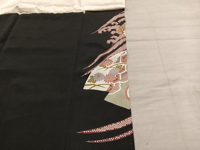 平和屋着物■豪華黒留袖 駒刺繍 地紙花文 正絹 逸品 BAAX5410mz