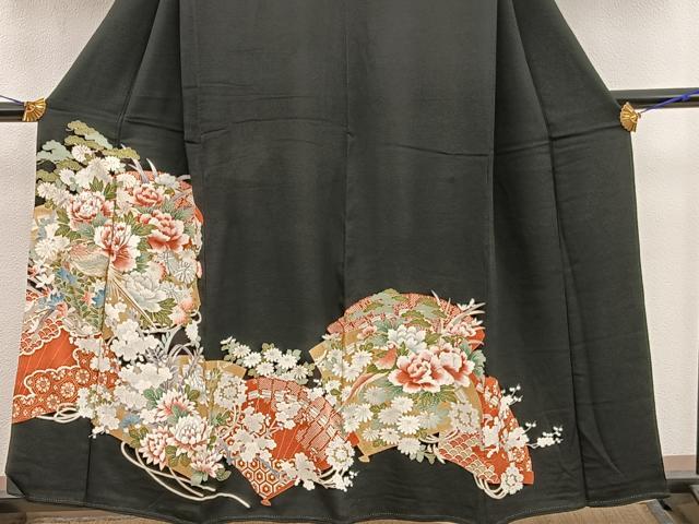 平和屋着物■豪華黒留袖 駒刺繍 花鳥文 金彩 正絹 逸品 BAAX5413mz