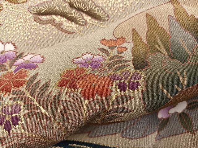 平和屋着物■豪華黒留袖 駒刺繍 風景花文 金彩 正絹 逸品 BAAX5420mz