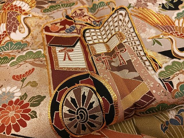 平和屋着物■豪華黒留袖 駒刺繍 御所車飛鶴文 暈し染め 金彩 正絹 逸品 BAAX5424mz