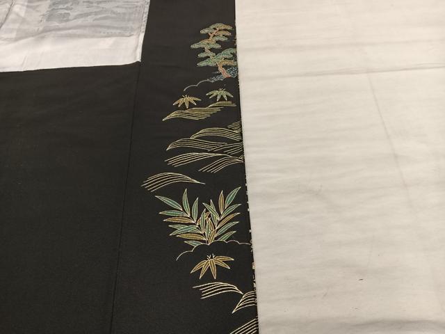 平和屋着物■豪華黒留袖 駒刺繍 飛鶴風景文 金彩 正絹 逸品 BAAX5426mz