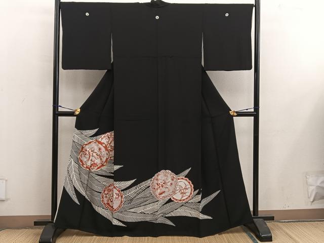 平和屋着物■豪華黒留袖 駒刺繍 休み鳥梅花文 金彩 正絹 逸品 BAAX5430mz