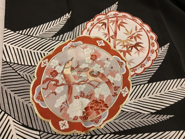 平和屋着物■豪華黒留袖 駒刺繍 休み鳥梅花文 金彩 正絹 逸品 BAAX5430mz